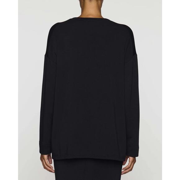 Bleusalt The Oversized V-Neck Long Sleeve Top in Black Size 4 / XL - Picture 4 of 9